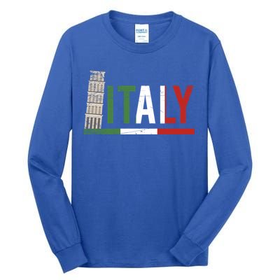 Pisa Italian Flag Family Trip Italy Vacation Europe Travel Gift Tall Long Sleeve T-Shirt