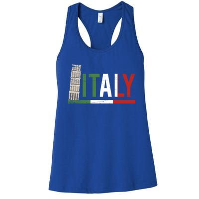 Pisa Italian Flag Family Trip Italy Vacation Europe Travel Gift Women's Racerback Tank