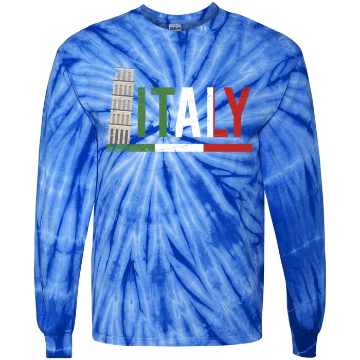 Pisa Italian Flag Family Trip Italy Vacation Europe Travel Gift Tie-Dye Long Sleeve Shirt