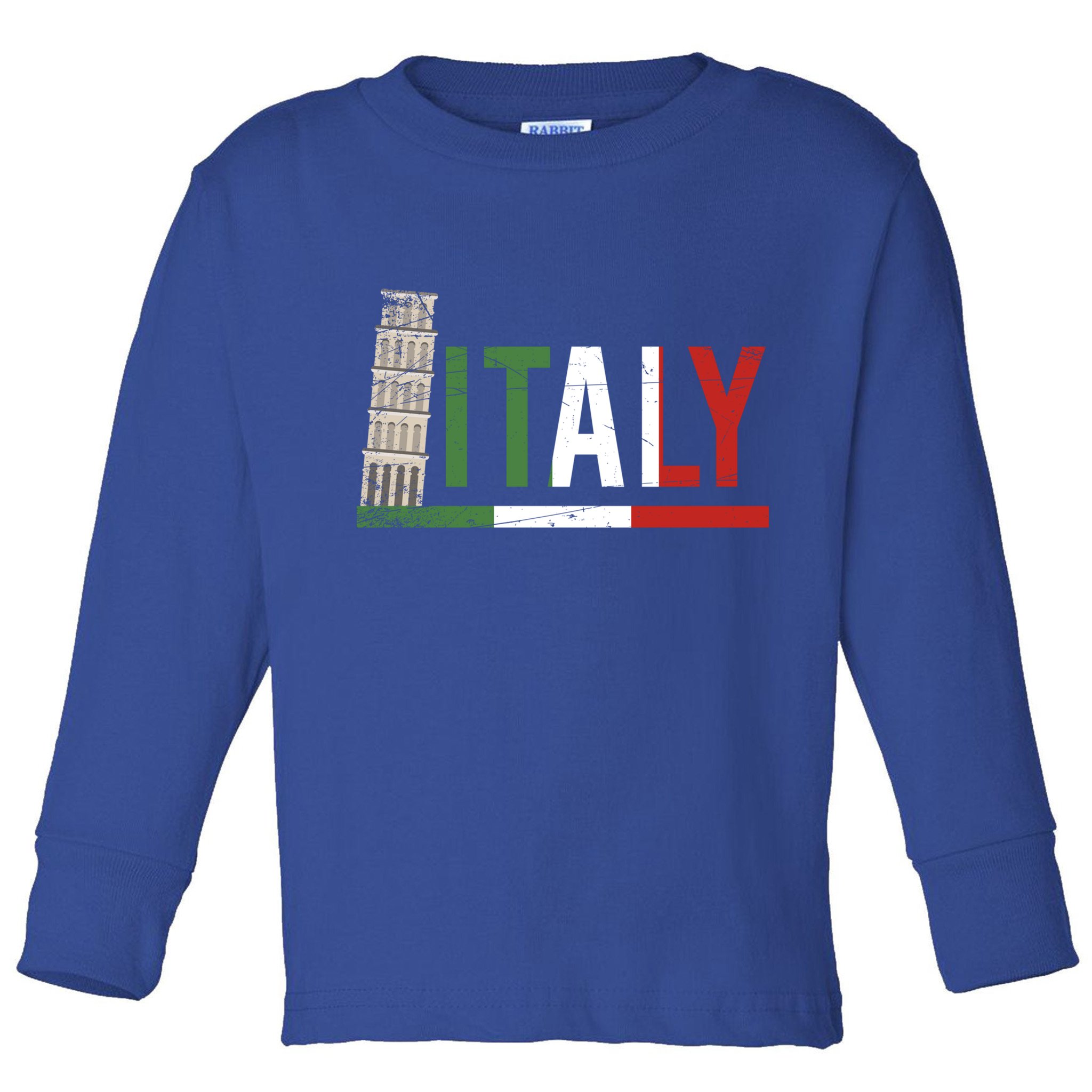 Pisa Italian Flag Family Trip Italy Vacation Europe Travel Gift Toddler Long Sleeve Shirt
