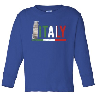 Pisa Italian Flag Family Trip Italy Vacation Europe Travel Gift Toddler Long Sleeve Shirt