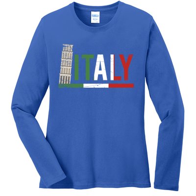 Pisa Italian Flag Family Trip Italy Vacation Europe Travel Gift Ladies Long Sleeve Shirt