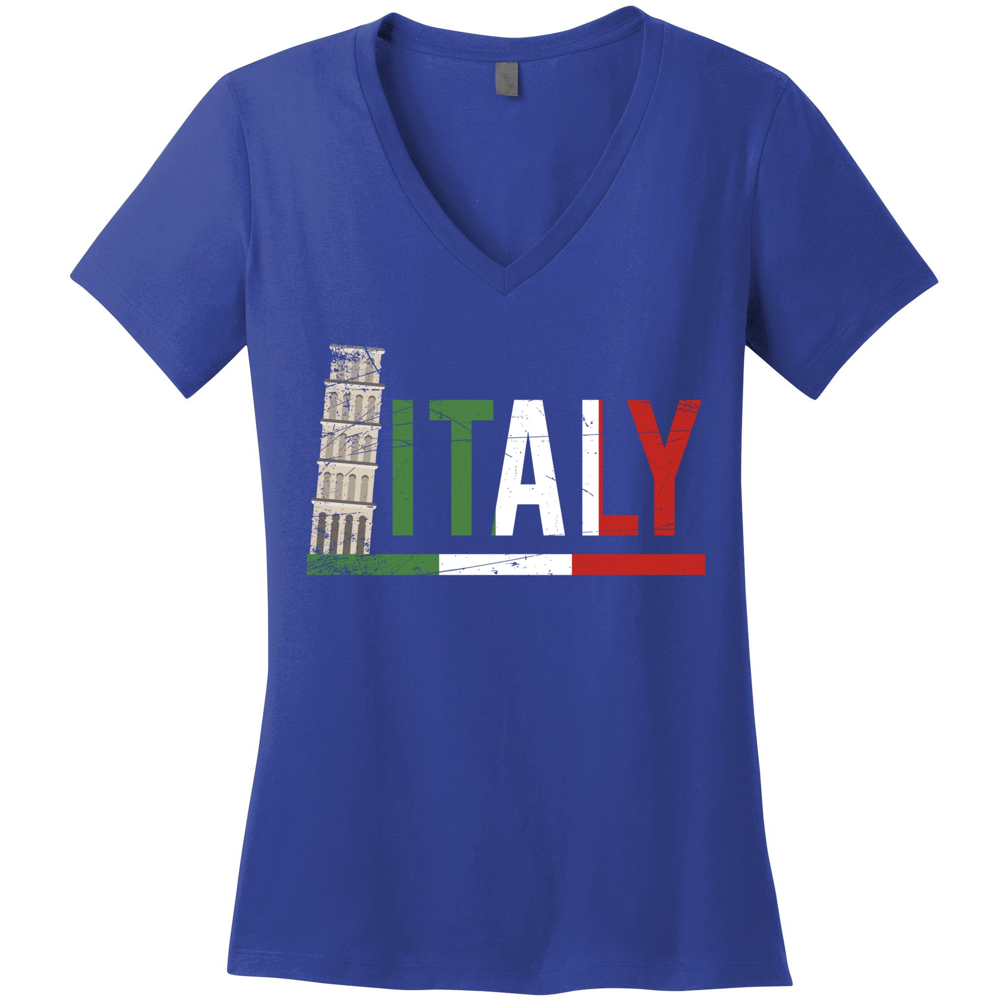 Pisa Italian Flag Family Trip Italy Vacation Europe Travel Gift Women's V-Neck T-Shirt