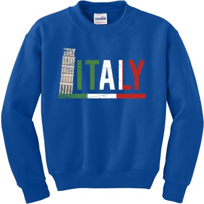 Pisa Italian Flag Family Trip Italy Vacation Europe Travel Gift Kids Sweatshirt