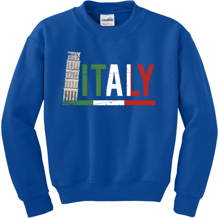 Pisa Italian Flag Family Trip Italy Vacation Europe Travel Gift Kids Sweatshirt