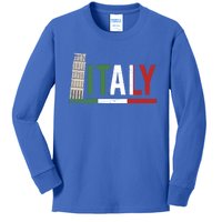 Pisa Italian Flag Family Trip Italy Vacation Europe Travel Gift Kids Long Sleeve Shirt