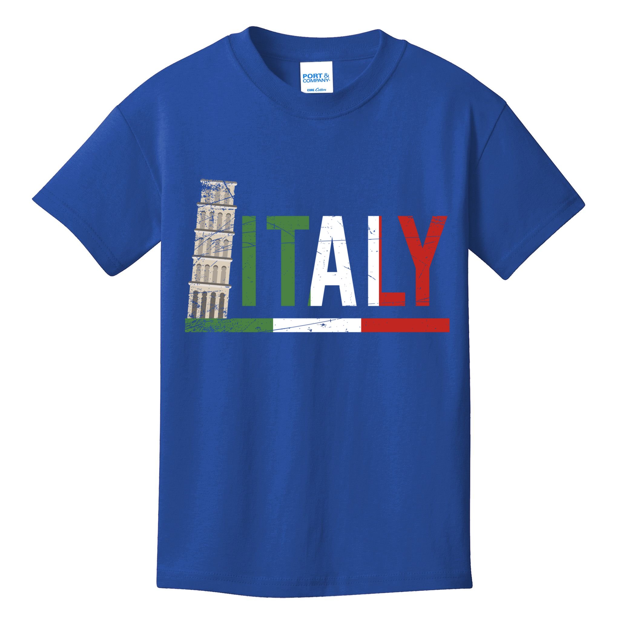 Pisa Italian Flag Family Trip Italy Vacation Europe Travel Gift Kids T-Shirt