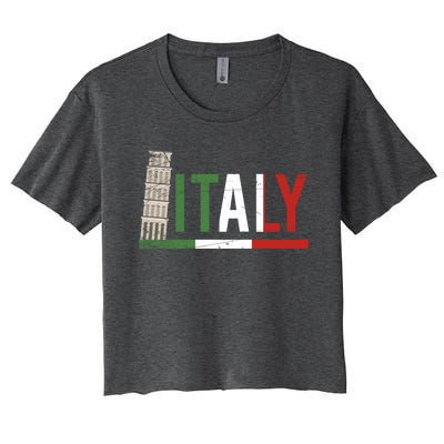 Pisa Italian Flag Family Trip Italy Vacation Europe Travel Gift Women's Crop Top Tee