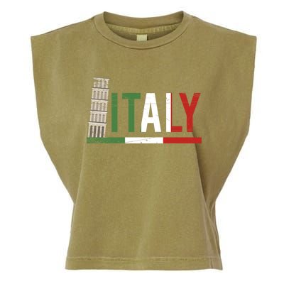 Pisa Italian Flag Family Trip Italy Vacation Europe Travel Gift Garment-Dyed Women's Muscle Tee