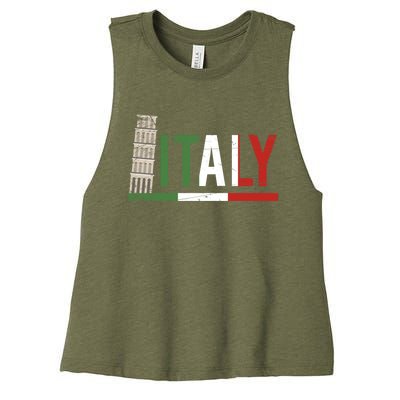 Pisa Italian Flag Family Trip Italy Vacation Europe Travel Gift Women's Racerback Cropped Tank