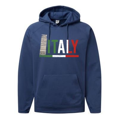 Pisa Italian Flag Family Trip Italy Vacation Europe Travel Gift Performance Fleece Hoodie