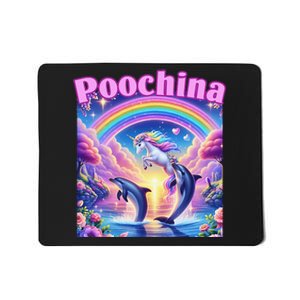 Poochina Ironic Funny Meme Women Trendy Dolphin Gift Mousepad