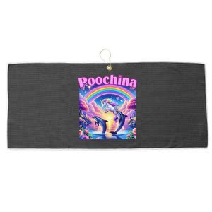 Poochina Ironic Funny Meme Women Trendy Dolphin Gift Large Microfiber Waffle Golf Towel