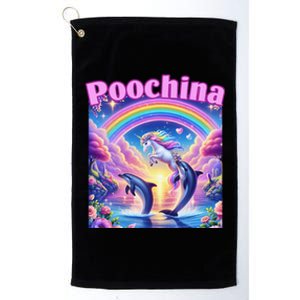 Poochina Ironic Funny Meme Women Trendy Dolphin Gift Platinum Collection Golf Towel