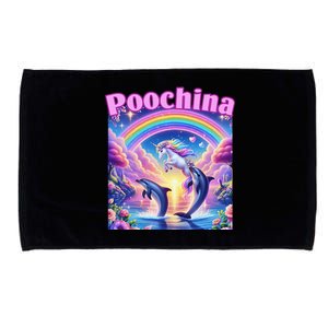 Poochina Ironic Funny Meme Women Trendy Dolphin Gift Microfiber Hand Towel