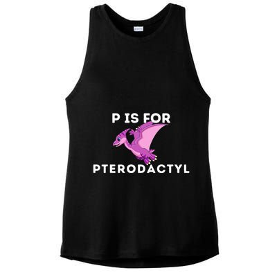 P Is For Pterodactyl Dinosaur Word Play Ladies PosiCharge Tri-Blend Wicking Tank