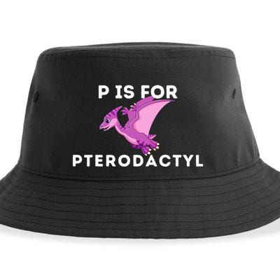 P Is For Pterodactyl Dinosaur Word Play Sustainable Bucket Hat