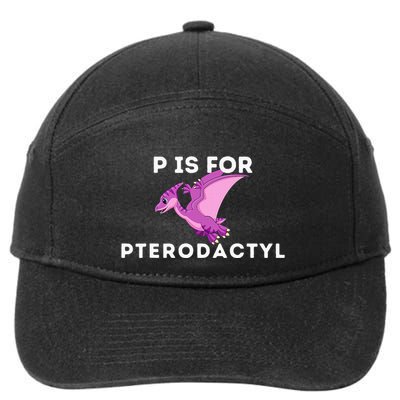 P Is For Pterodactyl Dinosaur Word Play 7-Panel Snapback Hat