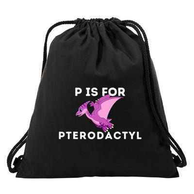 P Is For Pterodactyl Dinosaur Word Play Drawstring Bag