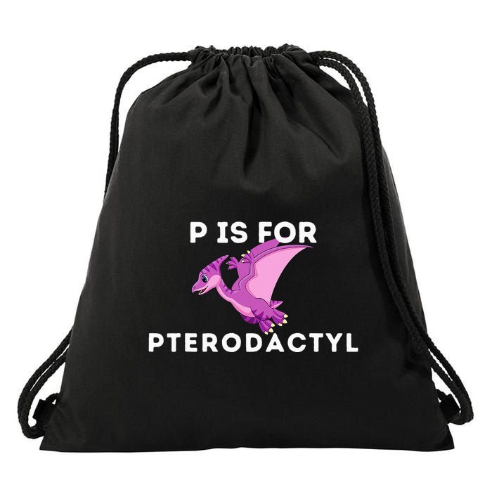 P Is For Pterodactyl Dinosaur Word Play Drawstring Bag