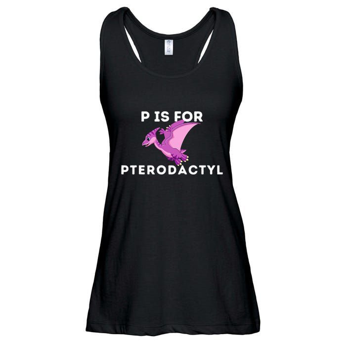 P Is For Pterodactyl Dinosaur Word Play Ladies Essential Flowy Tank