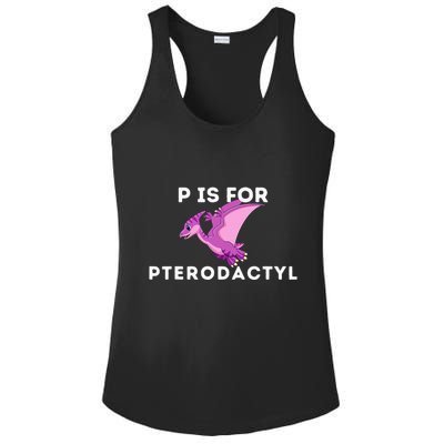 P Is For Pterodactyl Dinosaur Word Play Ladies PosiCharge Competitor Racerback Tank