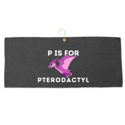P Is For Pterodactyl Dinosaur Word Play Large Microfiber Waffle Golf Towel
