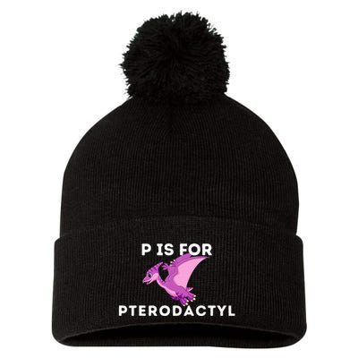 P Is For Pterodactyl Dinosaur Word Play Pom Pom 12in Knit Beanie