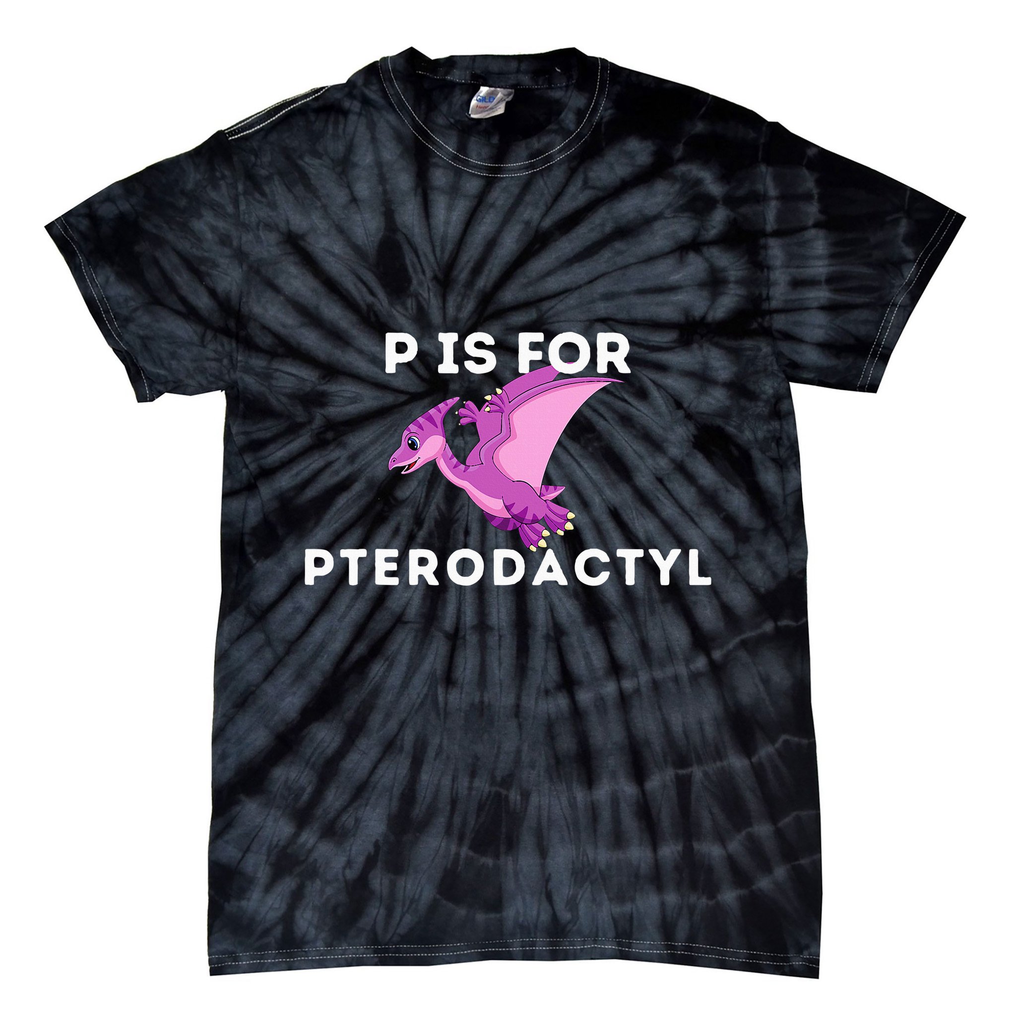 P Is For Pterodactyl Dinosaur Word Play Tie-Dye T-Shirt