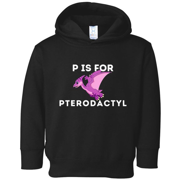 P Is For Pterodactyl Dinosaur Word Play Toddler Hoodie