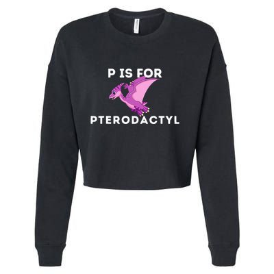 P Is For Pterodactyl Dinosaur Word Play Cropped Pullover Crew