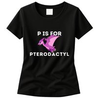 P Is For Pterodactyl Dinosaur Word Play Womens T-Shirt