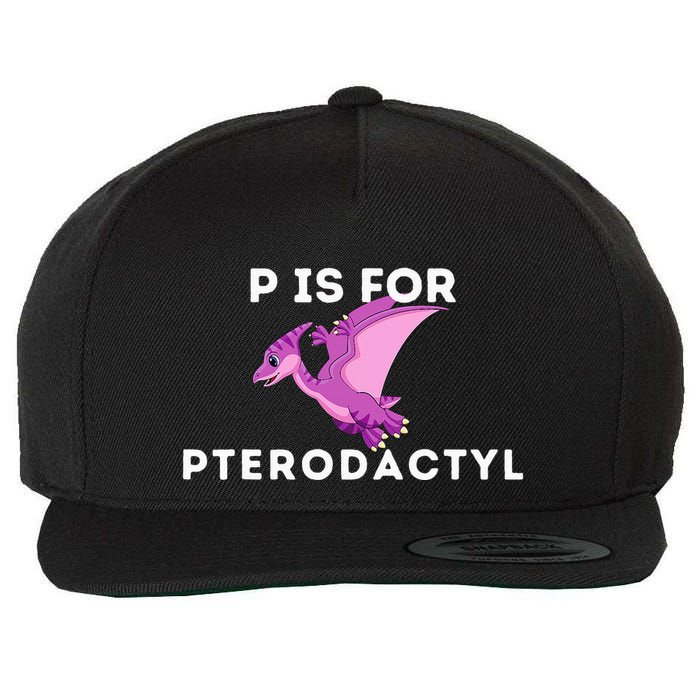P Is For Pterodactyl Dinosaur Word Play Wool Snapback Cap