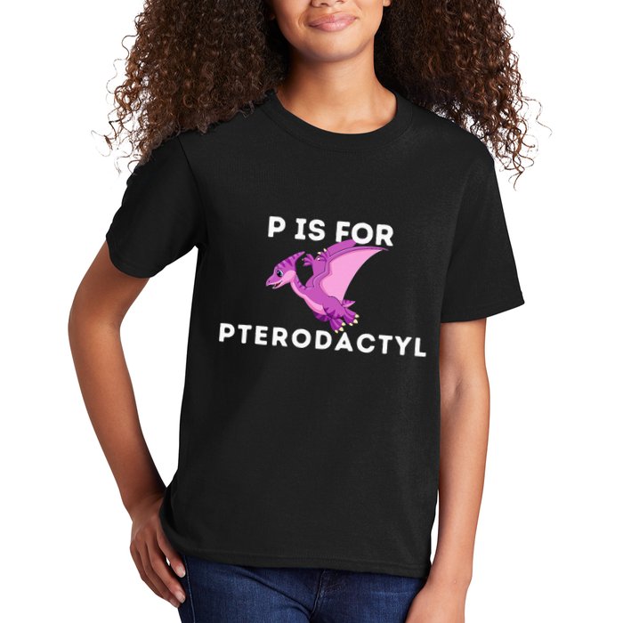 P Is For Pterodactyl Dinosaur Word Play Kids T-Shirt