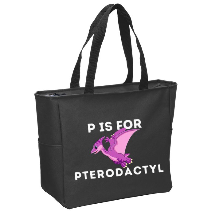 P Is For Pterodactyl Dinosaur Word Play Zip Tote Bag
