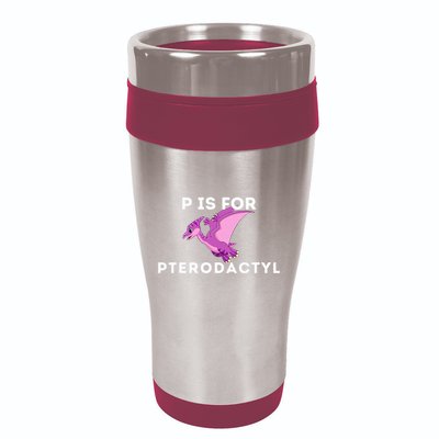 P Is For Pterodactyl Dinosaur Word Play 16oz Travel Tumbler