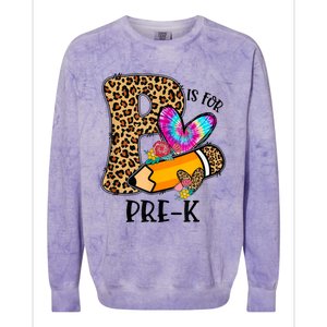 P Is For Pre K Teacher Leopard First Day Of School Colorblast Crewneck Sweatshirt