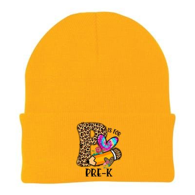 P Is For Pre K Teacher Leopard First Day Of School Knit Cap Winter Beanie