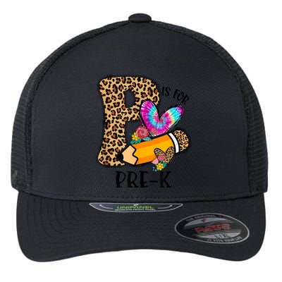 P Is For Pre K Teacher Leopard First Day Of School Flexfit Unipanel Trucker Cap