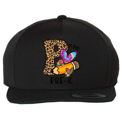 P Is For Pre K Teacher Leopard First Day Of School Wool Snapback Cap