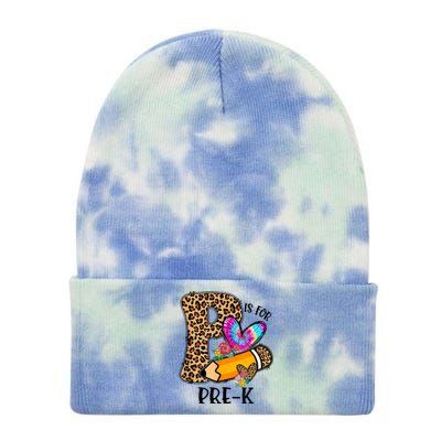 P Is For Pre K Teacher Leopard First Day Of School Tie Dye 12in Knit Beanie