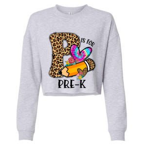 P Is For Pre K Teacher Leopard First Day Of School Cropped Pullover Crew