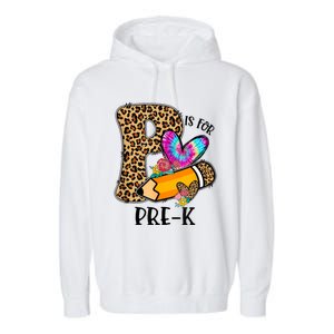 P Is For Pre K Teacher Leopard First Day Of School Garment-Dyed Fleece Hoodie