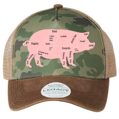 Pig Pork Bacon Chart Legacy Tie Dye Trucker Hat