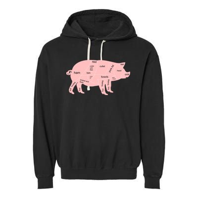 Pig Pork Bacon Chart Garment-Dyed Fleece Hoodie