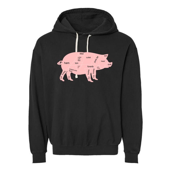 Pig Pork Bacon Chart Garment-Dyed Fleece Hoodie