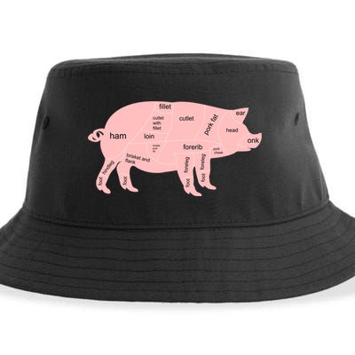 Pig Pork Bacon Chart Sustainable Bucket Hat