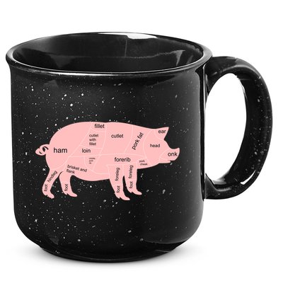 Pig Pork Bacon Chart 15oz Campfire Ceramic Mug