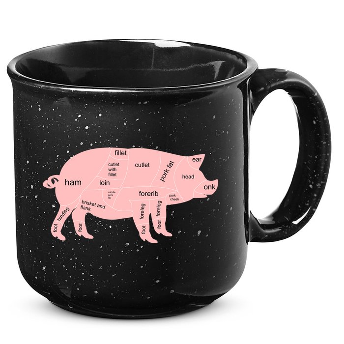 Pig Pork Bacon Chart 15oz Campfire Ceramic Mug