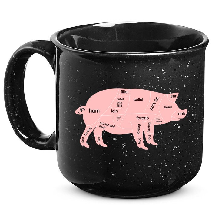 Pig Pork Bacon Chart 15oz Campfire Ceramic Mug
